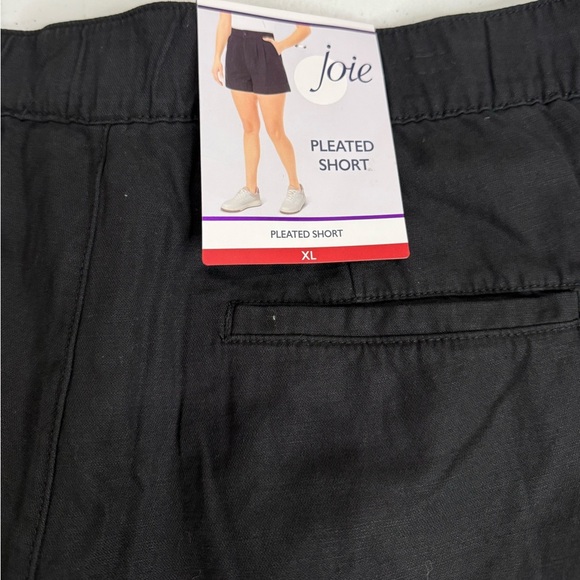 NWT Joie Pleated Shorts Black Linen Blend High Waist Elastic Back Women’s Sz XL - Picture 11 of 14